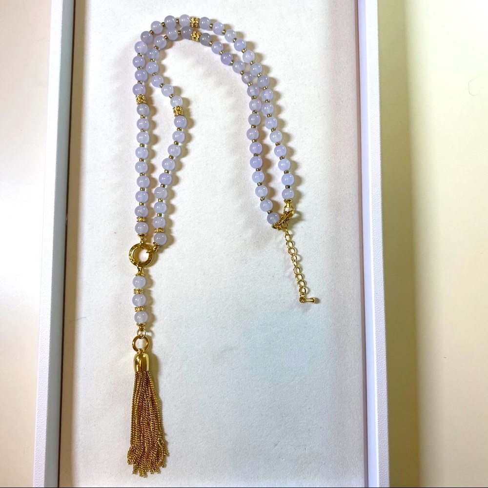 Miranda Purple And Gold Beaded Necklace